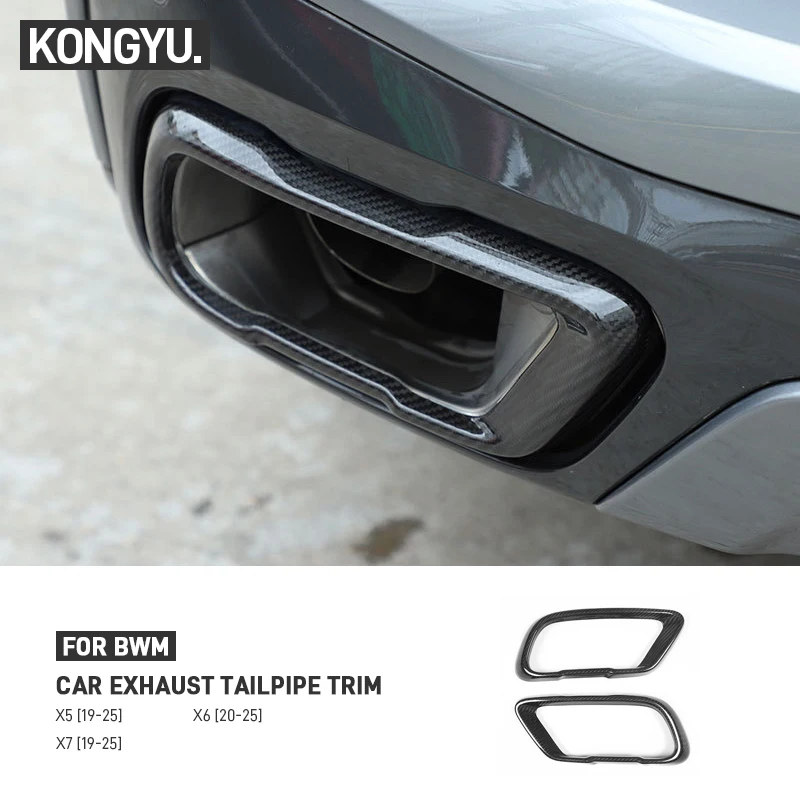 

For BMW X5 X6 X7 G05 G06 G07 2019-2025 Real Carbon Fiber Car Rear Bumper Tailpipe Exhaust Trim Cover Protection Car Accessories