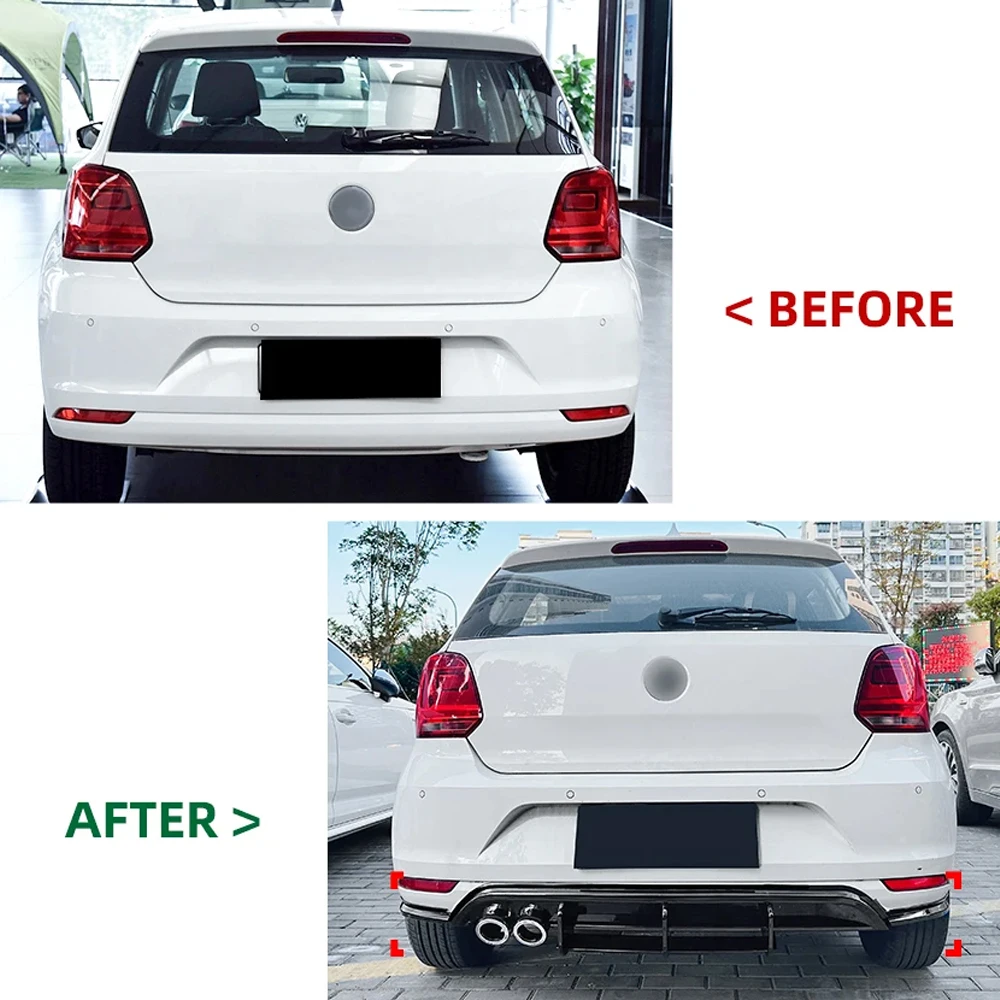 المصد الخلفي Lowe الشفاه الناشر المفسد الفاصل حامي لمعان أسود سيارة لفولكس واجن بولو MK5 6R 2009-2014 تعديل