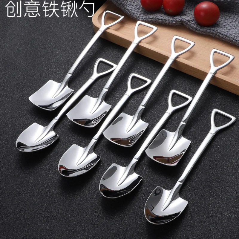 304 Stainless Steel Spade Spoon Retro Kitchen Tableware Watermelon Ice Cream Honey Creative Personality Spoon As A Gift