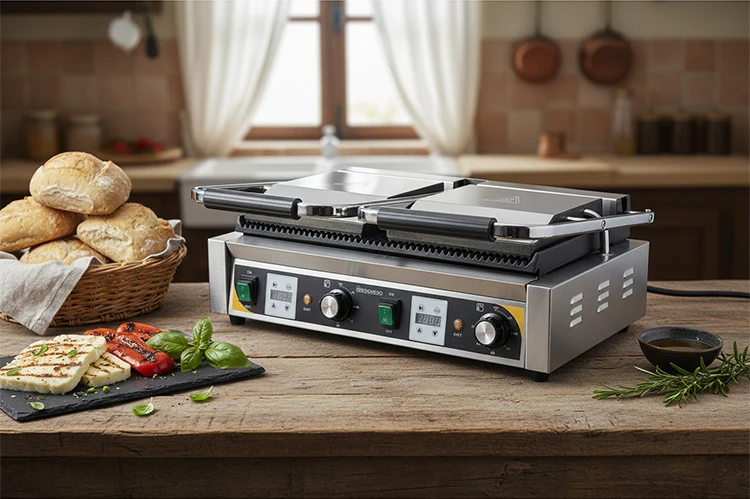 Restaurant Equipment Commercial Double-side Contact Induction Griddle Electric Griddle Sandwich Maker Press Grill