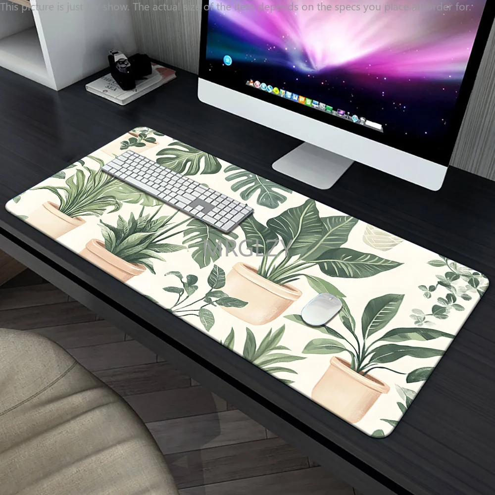 

Large Green Plant Design Mouse Pad Large Rubber Anti-slip Desk Accessories Mousepad for Office and Gamer Keyboard Mats Decor Mat