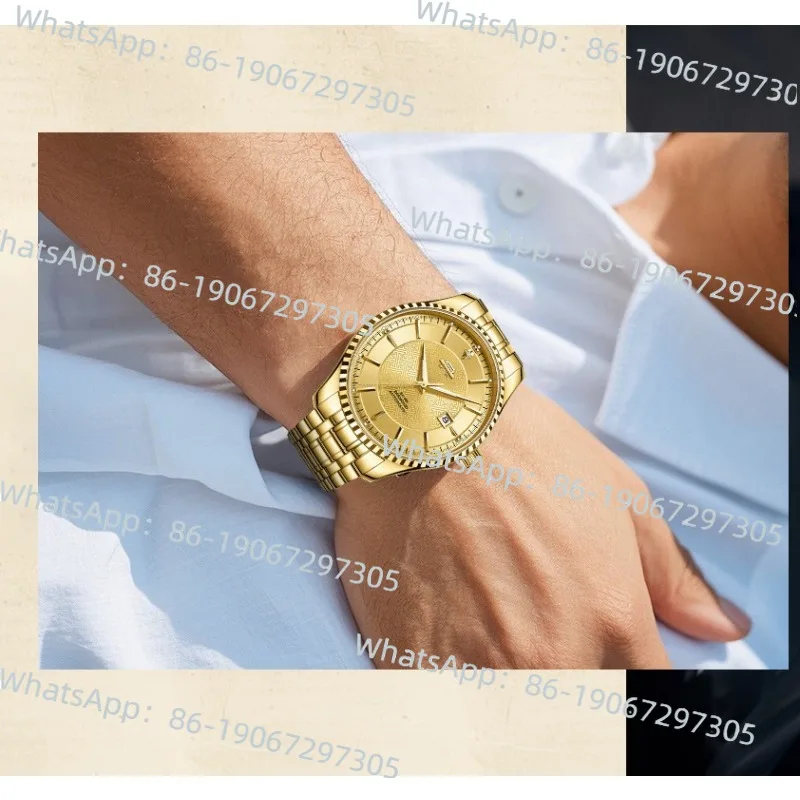 

Пекинские часы Wanfu Golden Diamond, мужские автоматические механические часы, классический водонепроницаемый памятный подарок для отца