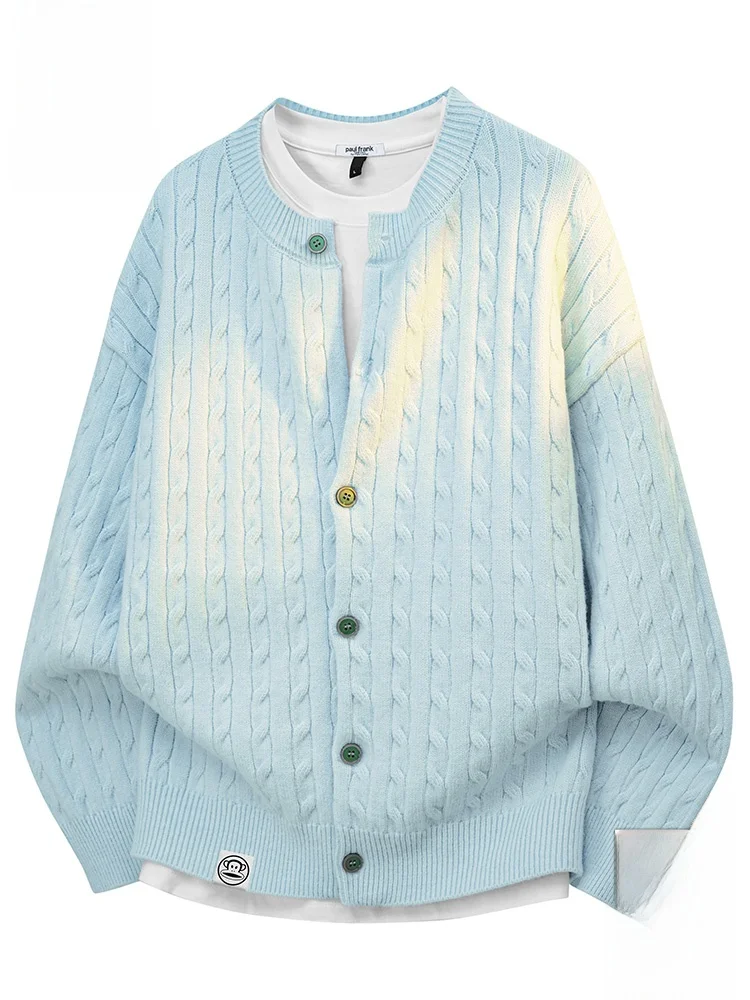 

PaulFrank Monkey Knitted Open Cardigan Sweater Men's Loose Long Sve Warm Outerwear Casual Sle Autumn Season Faionable