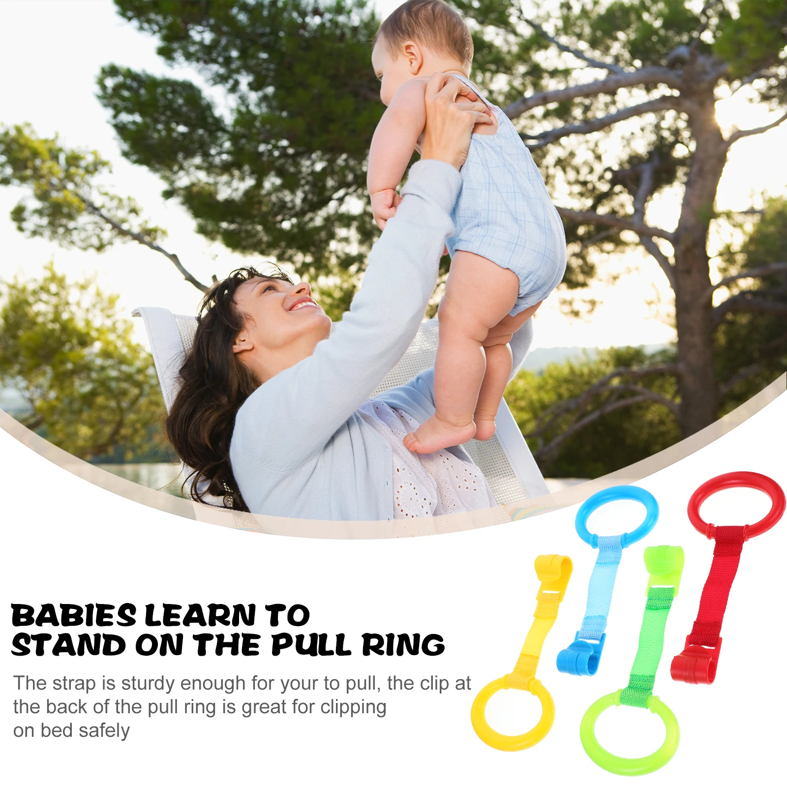 

8 Pcs Standing Pull Ring up Rings Playpen for Baby Accessories Kids Gymnastics Equipment Crib