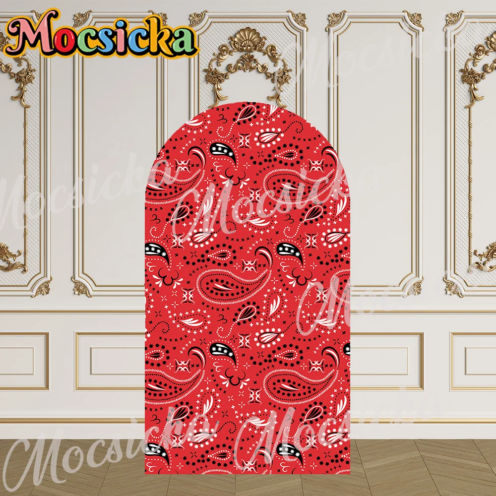 Mocsicka 2-Sided غطاء قوس الأحمر باندانا خلفية استحمام الطفل قوس جدار Kids1st حفلة عيد ميلاد حفلة موسيقية الخلفيات للصور