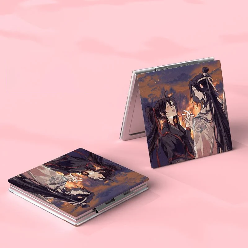 Grandmaster do cultivo demoníaco mo dao zu shi dobrável espelho de maquiagem dupla face anime bonito portátil viagem meninas ampliação