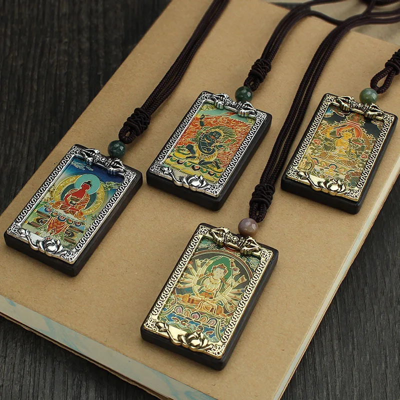 Ebony Eight Patron Saint Thangka Zodiac Buddha Decorative Pendant ，High Quality Tibetan Style Religious Pendant Featured Gift