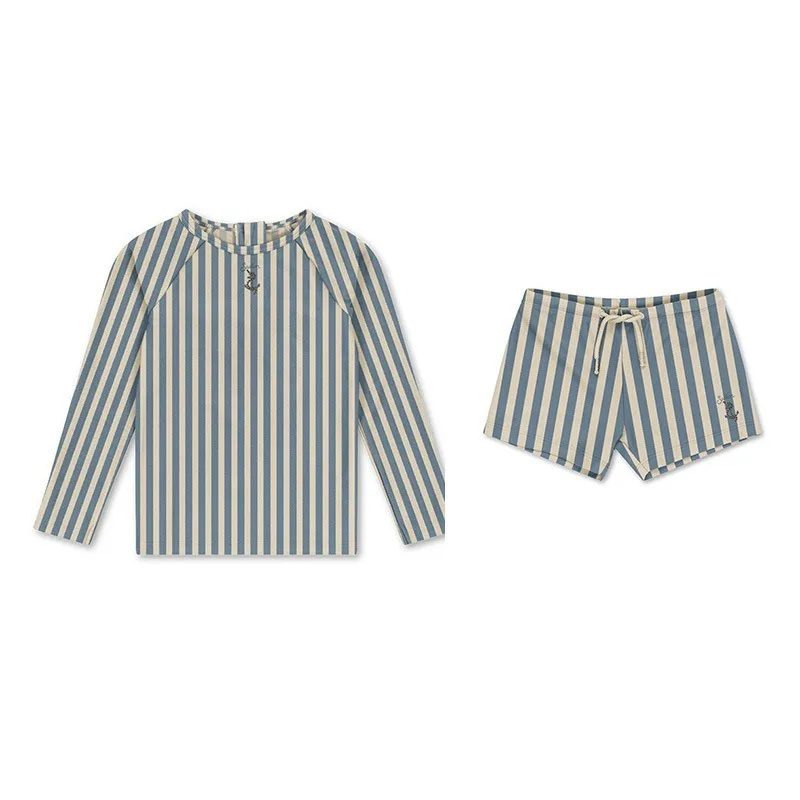 Kids  Swimsuits  Boys Swimwears  Baby  Swimwear  Blue Stripe High Elastic Speed Dry Jumpsuit  Vacation Sunscreen Boy Swimsuits