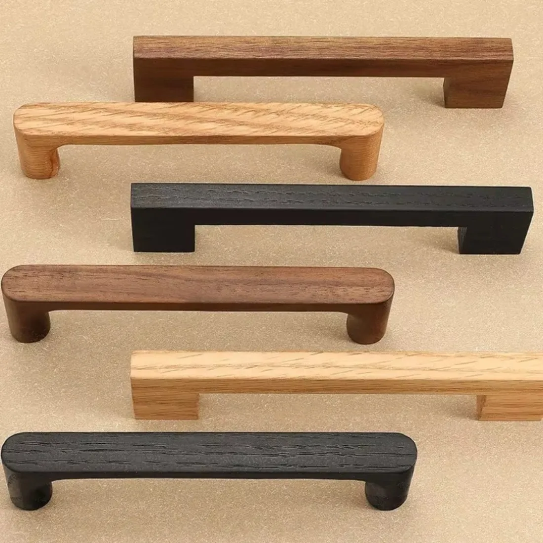Cupboard Door Pulls Cabinet Drawer Wardrobe Solid Wood Handles Luxury Bridge Type New Chinese Wooden Grips