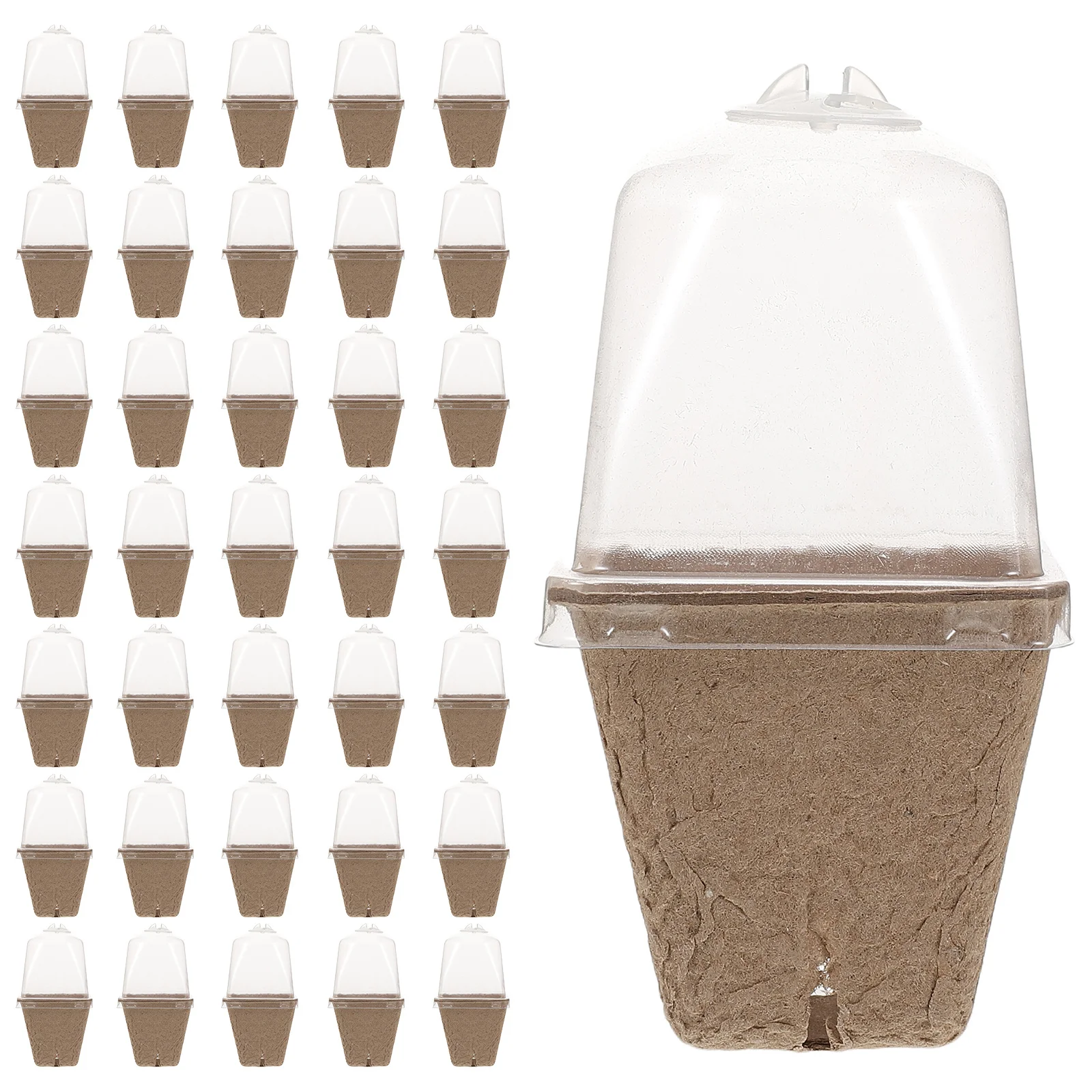 

36pcs Square Nursery Pots Paper Pulp Material Space-Saving Design Ventilated Dome For Seedling Germination Gardening Supplies