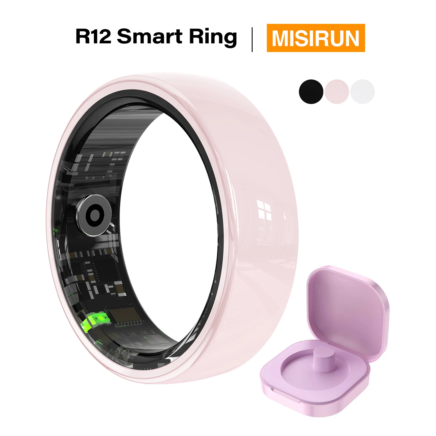 

Умные кольца R12 для пар с управлением жестами, мониторингом здоровья, пульса и сна, водонепроницаемостью 5ATM, множеством спортивных режимов и зарядным чехлом