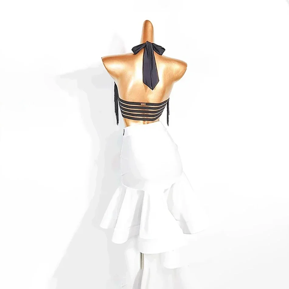 タッセルショートトップスロータススカートラテンダンスドレス女性ラテン系ダンス服ベリータンゴパフォーマンスコスチューム