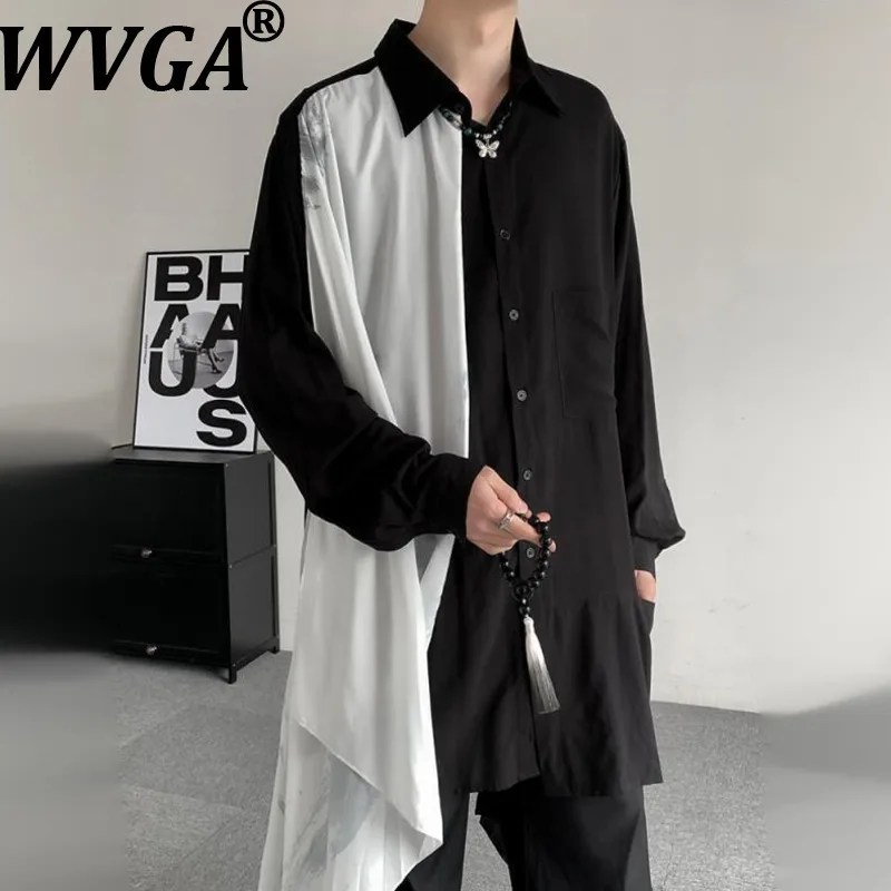 

Мужская рубашка с длинным рукавом из белого шелка в стиле Yamamoto, весна-лето, новинка, тренд, нишевый шик, повседневный топ, Ins W19107