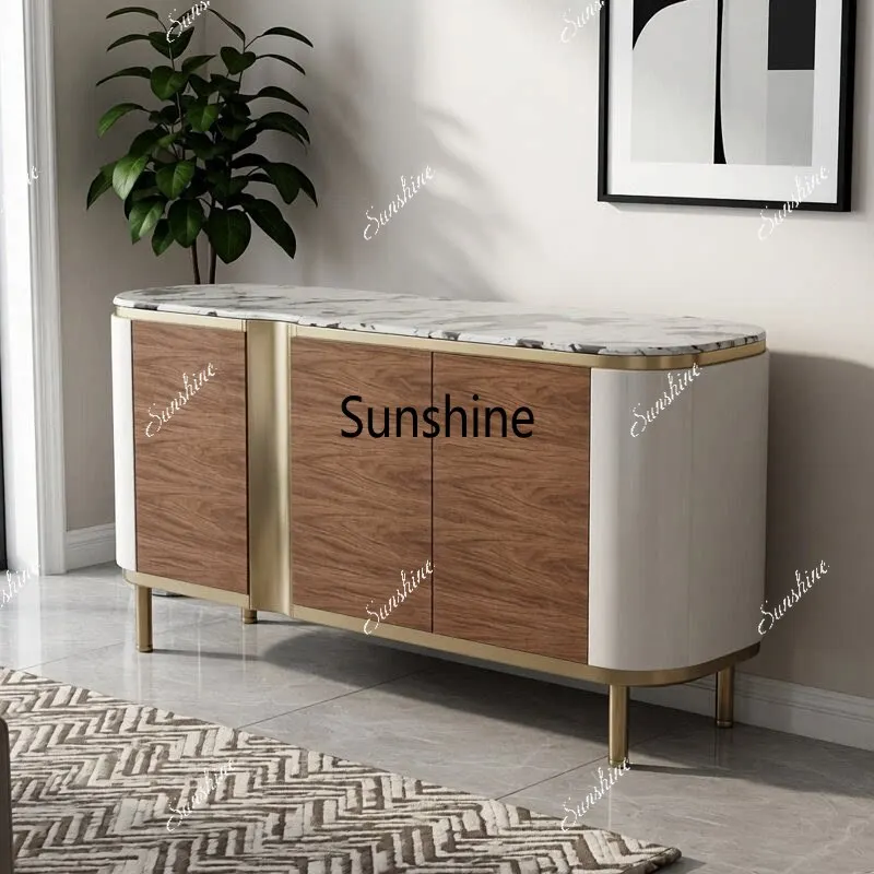 

Modern simple porch cabinet Solid wood marble locker