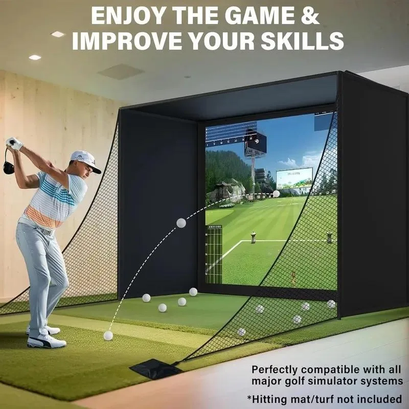 2026for Factory Custom Golf Simulator Enclosure Kit Foam Padding Steel Frames Premium HD Impact Screen Blackout Curtains Side