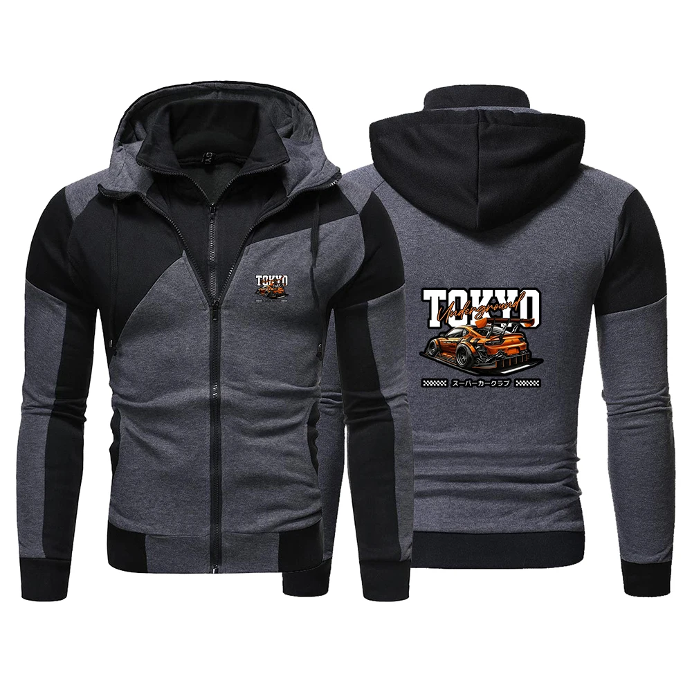 

Спортивный автомобиль с буквенной графикой, новинка 2024, весенне-осенние мужские толстовки с цветными блоками, удобная куртка на молнии, кардиган