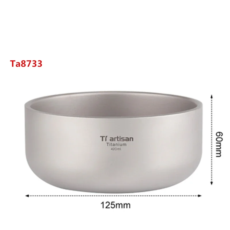 Tiartisan Titanium Rice Bowl Double Layer Food Container for Salad Kitchen Tableware 250ml/420ml Heat Insulation Cutlery