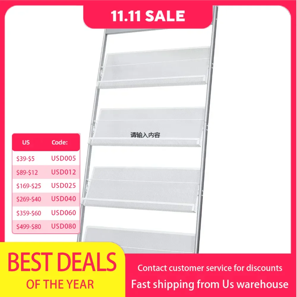 Floor magazine rack, 4-layer iron newspaper display rack mobile bookshelf simple single page rack