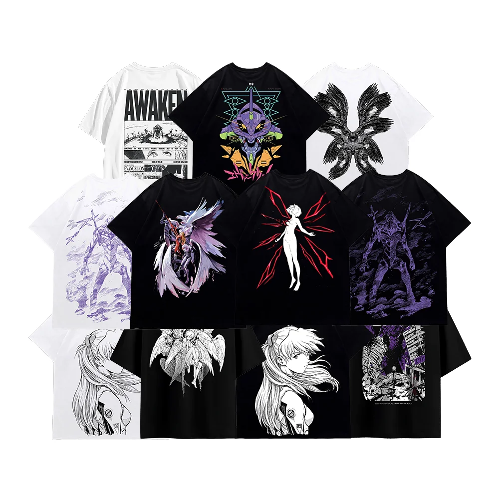 Vintage Anime Century Evangelion E V A 3D-Druck Kurzarm-Tops Sommermode Unisex Manga Atmungsaktives klassisches Anime-T-Shirt