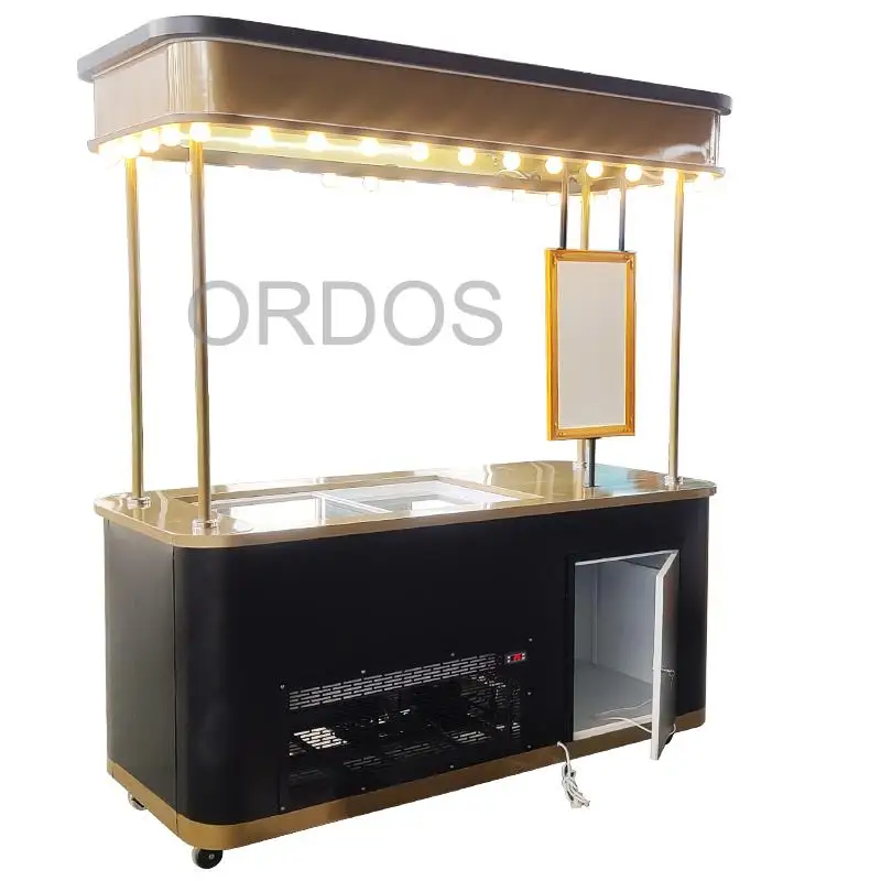 

Booth Car Refrigerator Creative Food Restaurant Cart street food cart ice cream cart with solar powered freezer