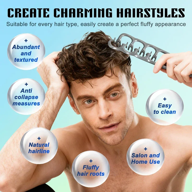 Hair Volumizing Comb ABS Plastic Fluffy Textured Styling Tool for Hair Natural Looking Hair Root Lifting and Coverage for Men