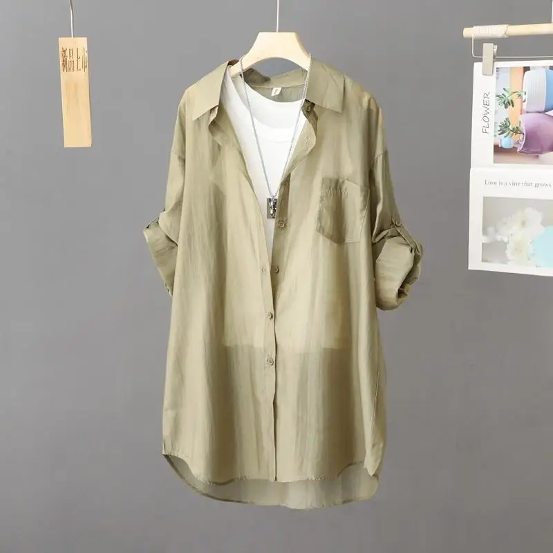 

2026 Female Summer New Very Fairy Sunscreen Shirt Versatile Shirt Jacket Breathable Thin Micro-transparent Sunscreen Clothes