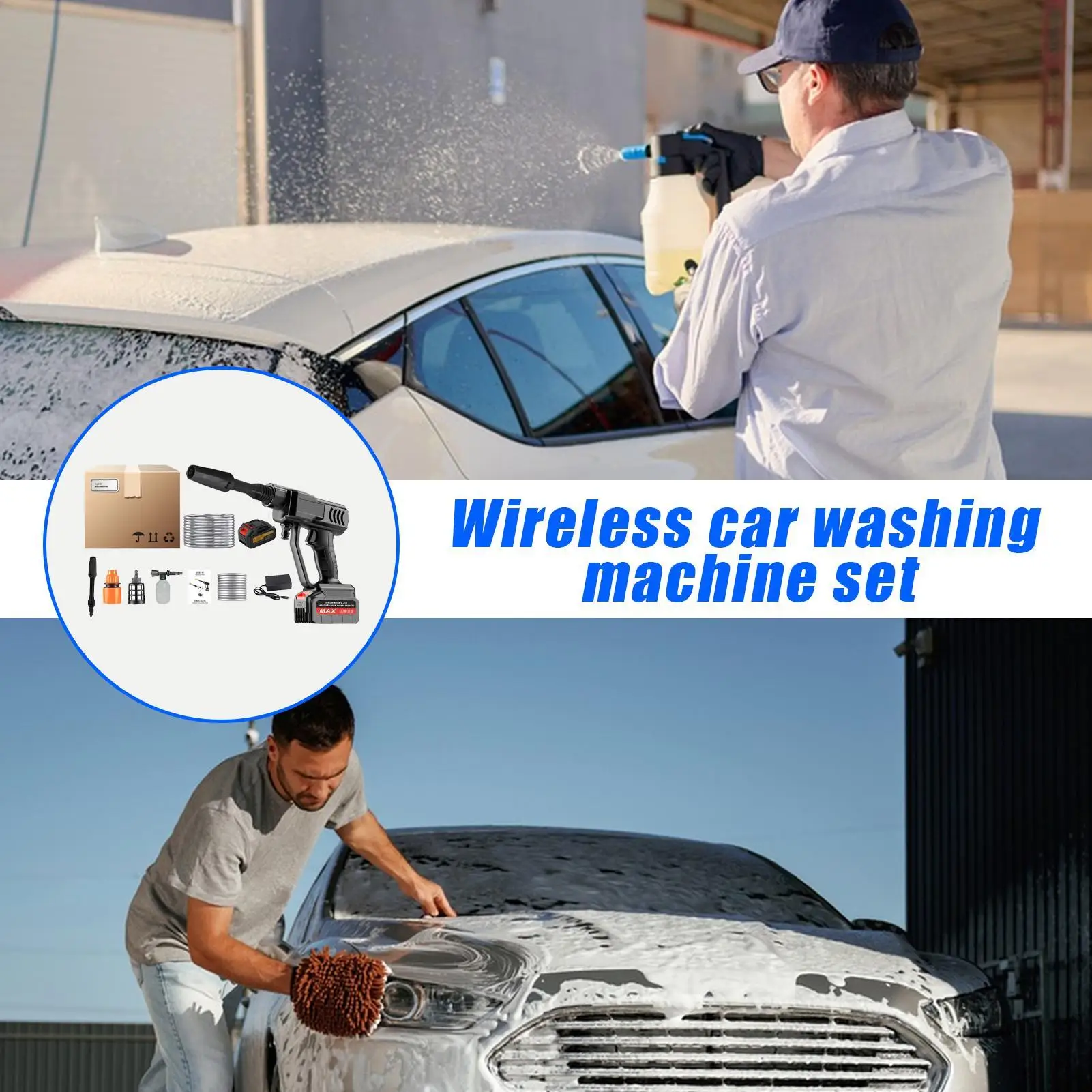 

Portable Pressure Washer Portable High Pressure Cordless Power Cleaner Electric Car Wash Machine with 5m Hose Handheld Cleaning