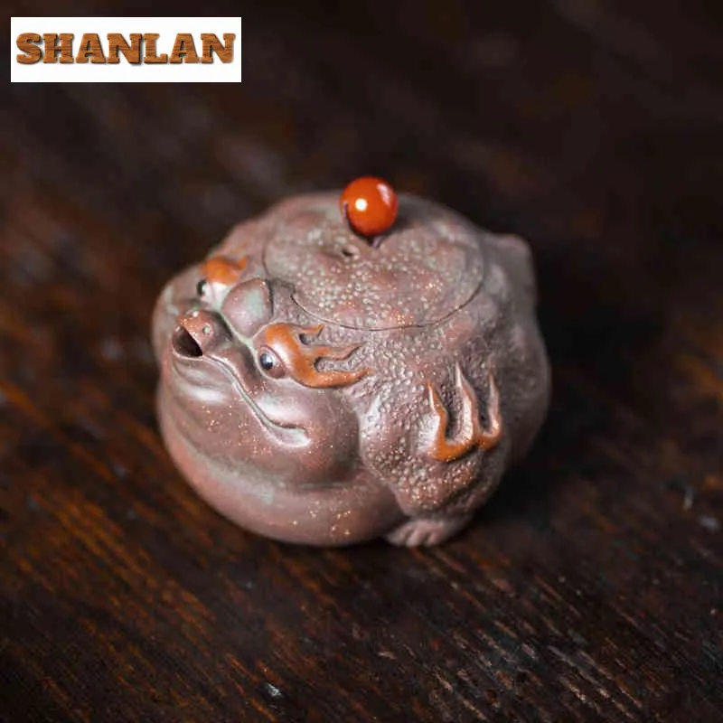 

150 мл Исин Фиолетовые глиняные чайники ручной работы Цзинь Чан Ручной захват Горшок Сырой руды Фиолетовый нефрит Золотой песок Чайный заварочный чайник Чайный сервиз Zisha