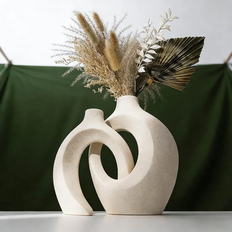 Modernes Minimalistisches Keramik-Imitat Vasen-Set für Wohnzimmer Blumenarrangement Dekorative Wohnkunst