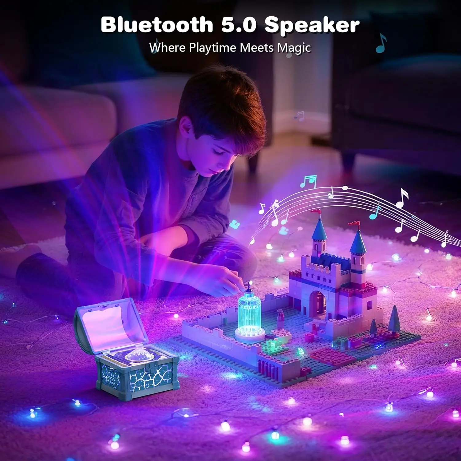 Luce notturna per proiettore Treasure Chest con effetto luci Galaxy Bluetooth 8 colori Luce d'atmosfera temporizzata per regalo di Natale