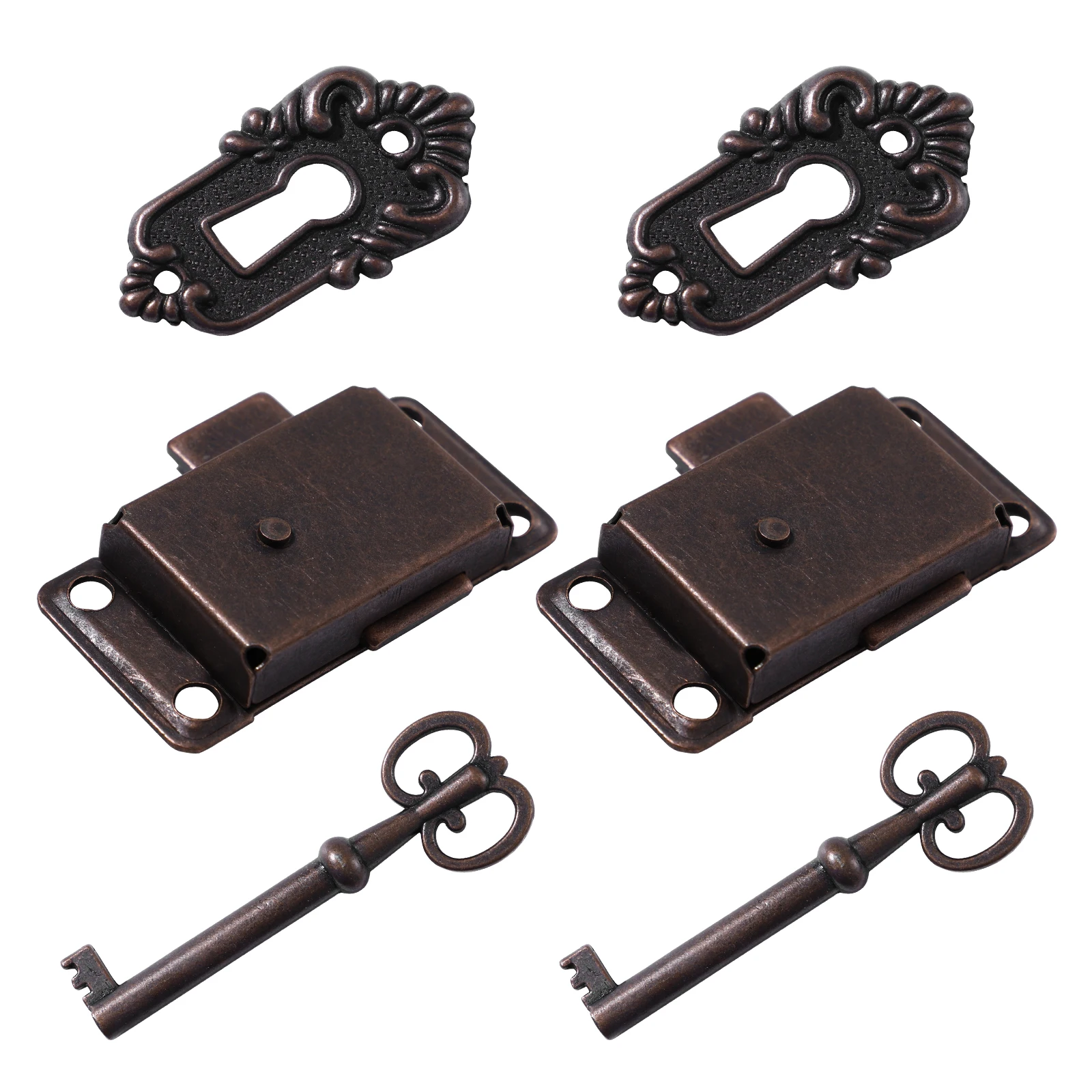 

2pcs Decorative Locks Cabinet Latches Metal Furniture Hardware Chest Vintage Sturdy Durable Wooden Box Jewelry Toolbox