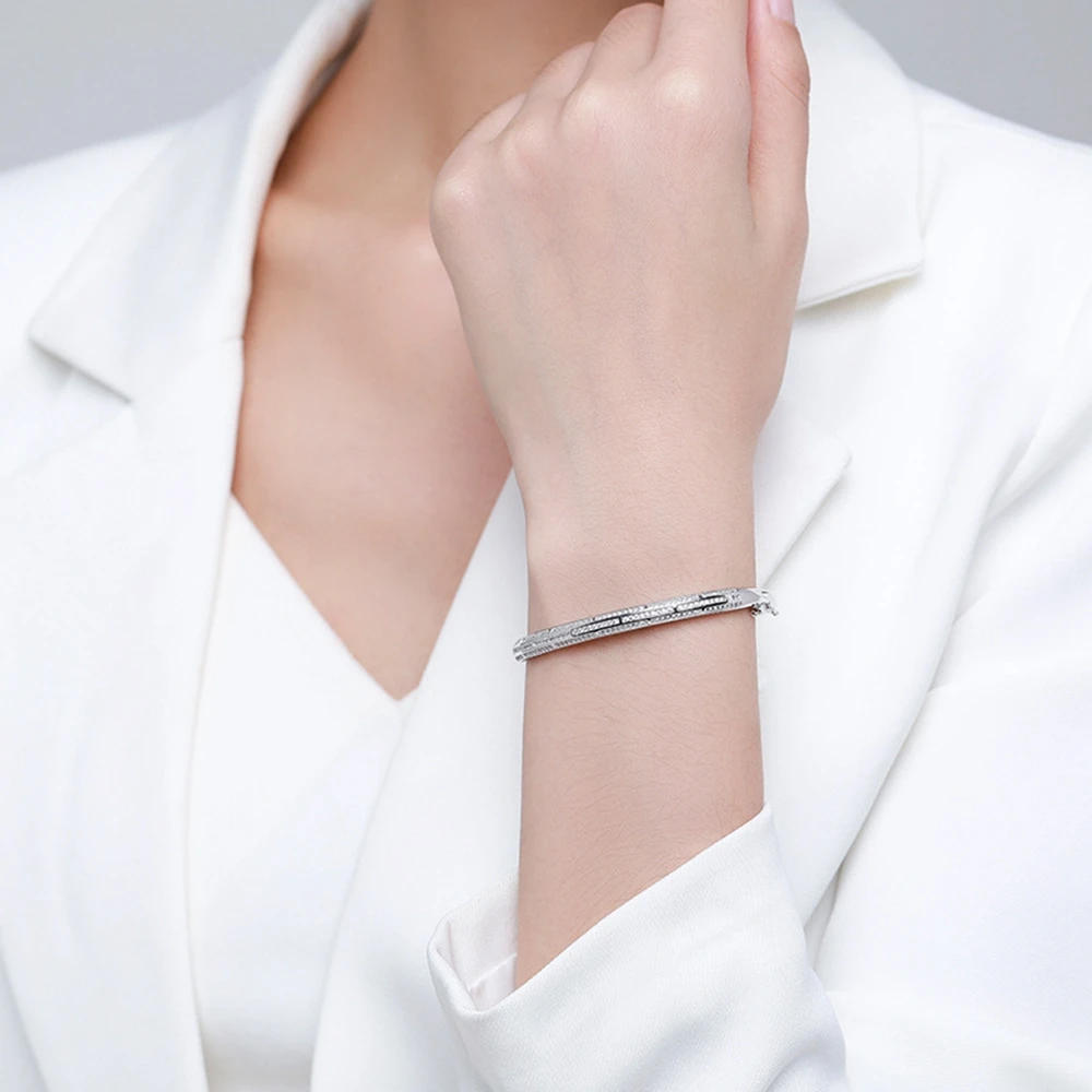 PuBang Fine Jewelry 100% 925 Sterling Silver Full High Carbon Diamond Simple Bracelet for Women Wedding Party Gift Free Shipping