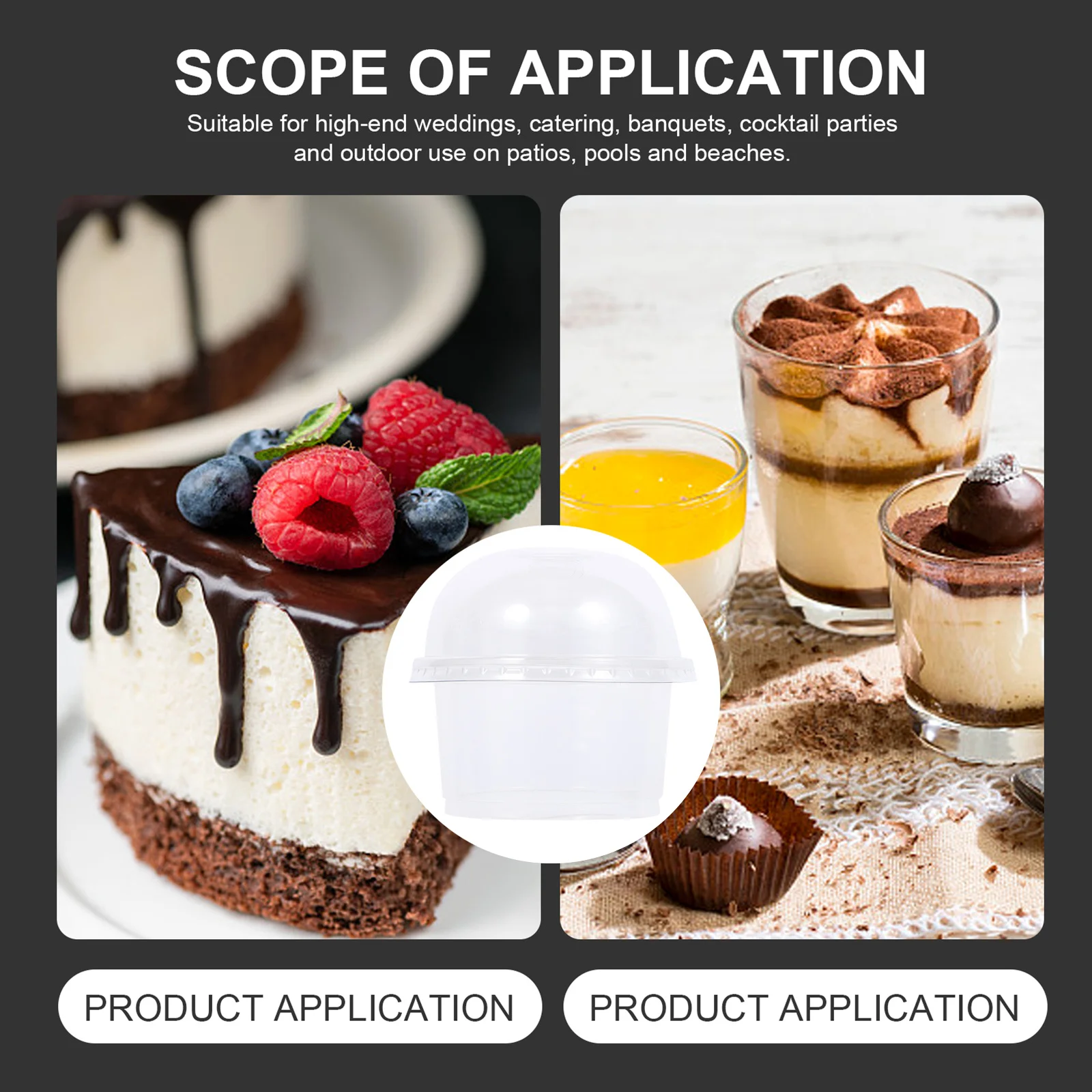 

50pcs 250Ml Sweet Dessert Cups With Lid Clear Disposable Plastic Cup For Jelly Ice Cream Mousse Salad Party Wedding Event Use