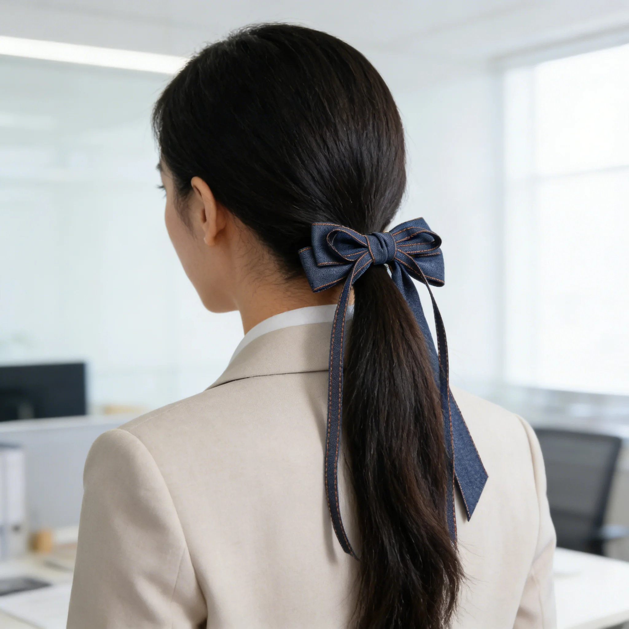 

Заколка для волос в корейском стиле с бантом, ретро-заколка из джинсовой ткани с синей лентой, модная милая заколка-резинка для волос, элегантные заколки, аксессуары для волос, подарок