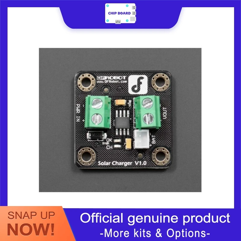 DFRobot Solar LiPo Charger 3.7V, 500mA Sun Fed Cell Regulator with Backflow Guard and Status Lamps