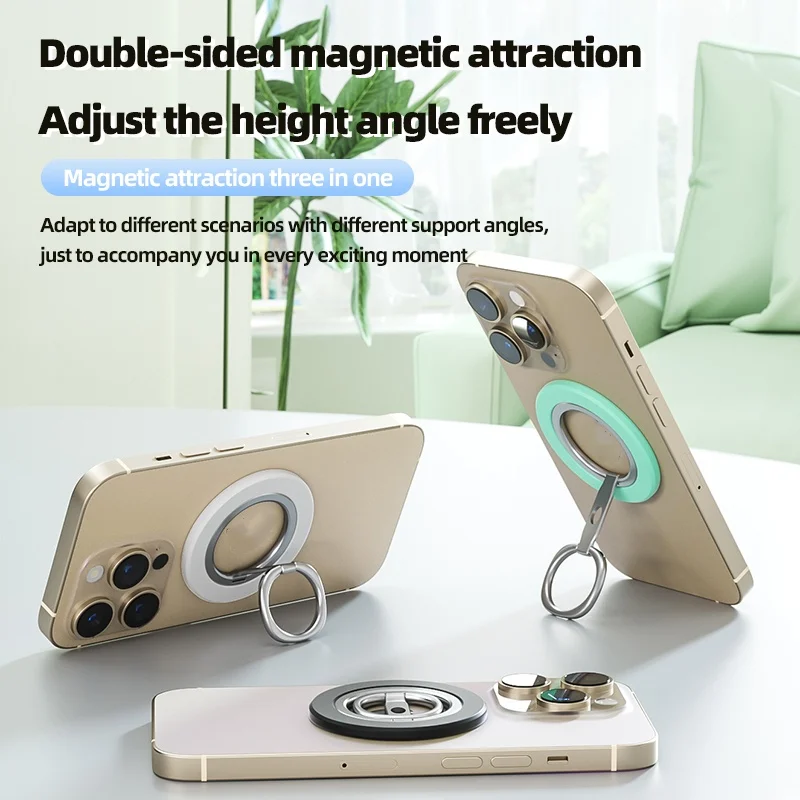 Doppelseitiger magnetischer Telefonringhalter, tragbar, zusammenklappbar, für Mobiltelefone, Ständer, Autohalterung, Telefonzubehör für Telefon 17-Smartphone