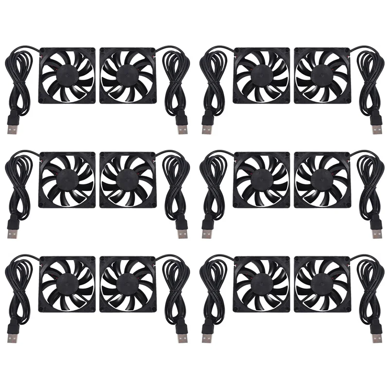 

ABZW 80Mm 5V USB Fan 80Mm 8Cm 8015 Brushless DC Cooling Fan PC Computer Router Case Fan Cooler 12Pcs