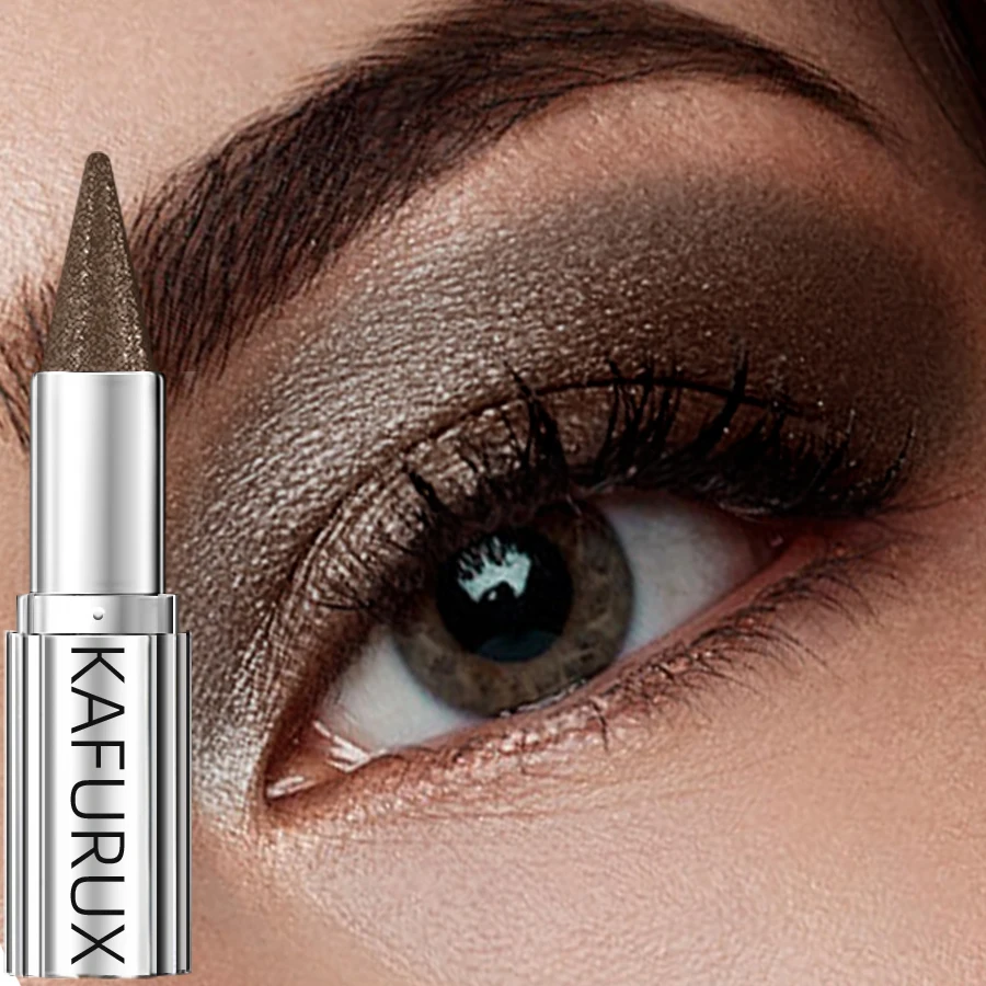 1pc 防水ブラウンアイシャドウスティック長期的な高着色シマーグリッターナチュラルアイシャドウペンシルクレヨンメイクアップギフト