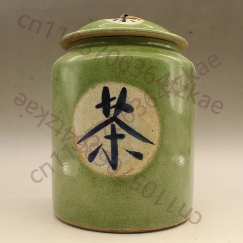 

Антикварная китайская керамическая чайница с зеленой глазурью, 17,5 см, декоративное украшение