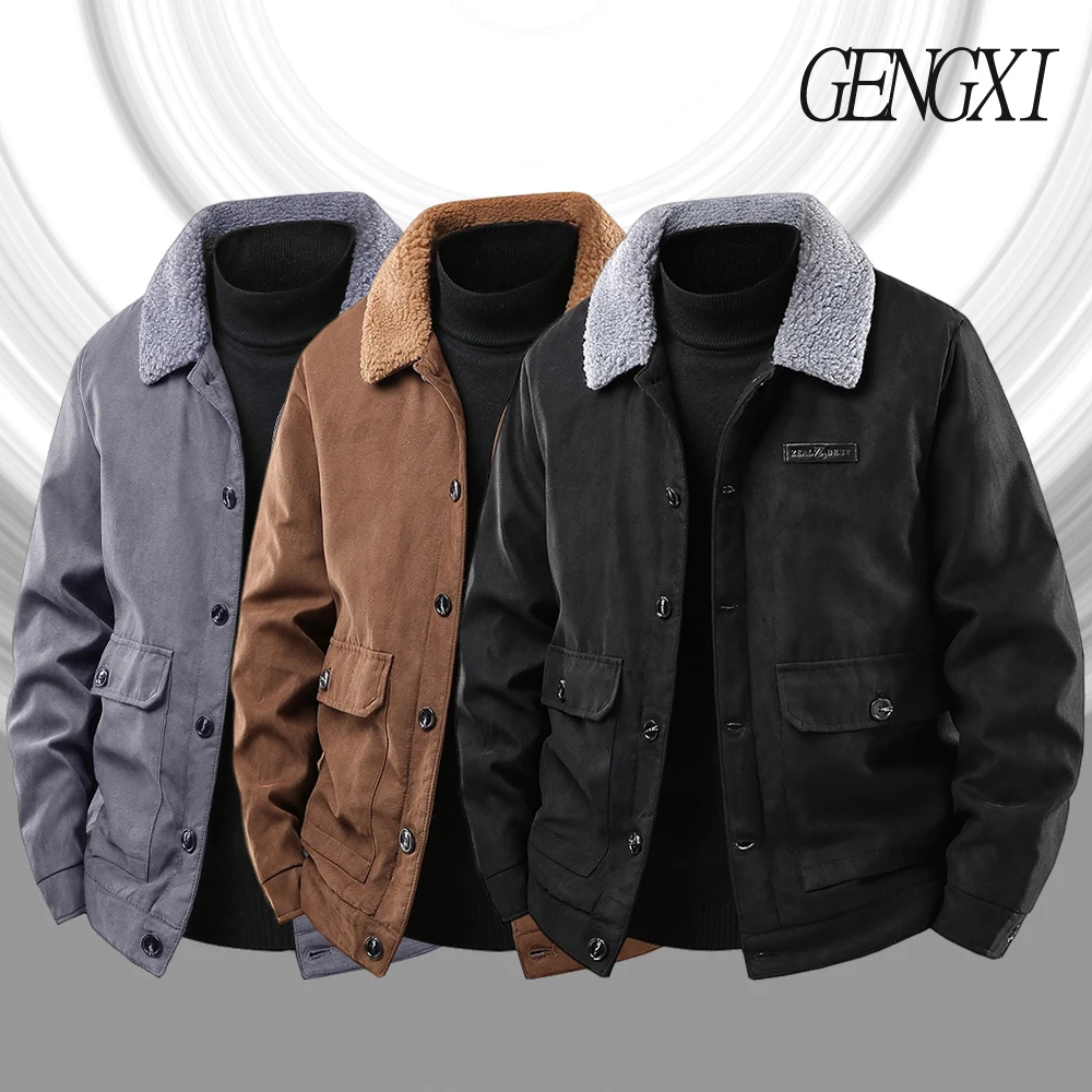 

M-5XL Новое зимнее поступление: утолщенная замшевая рабочая одежда на флисовой подкладке, реплика термоизолированного зимнего пальто в стиле овчины