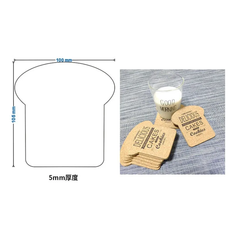 재사용 가능한 커피 음료 핫 패드 테이블 보호대 식기, 빵 모양 코르크 컵 받침, 미끄럼 방지 및 내열성 컵 패드, 1 개