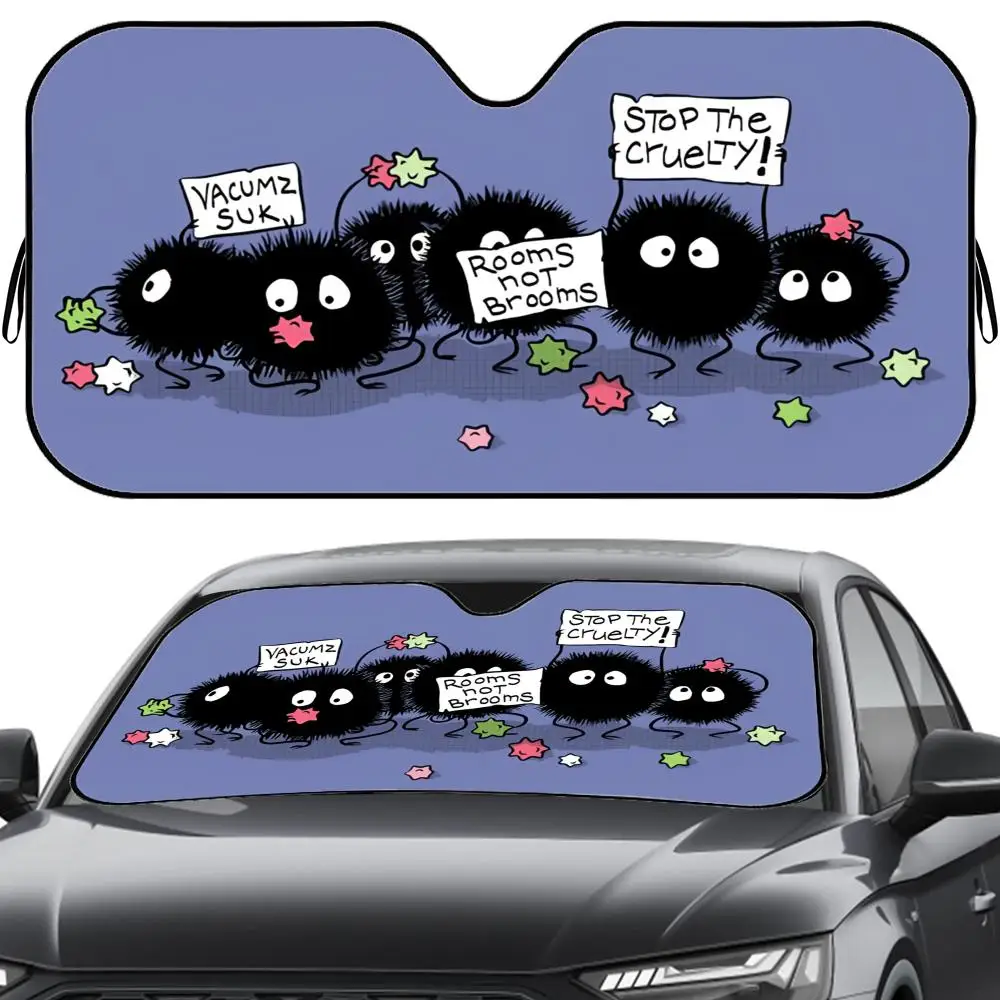 

Cute Coal Elf Sun Visor Reusable Aluminum Foil UV Protector Heat Five-Layer Insulation Windshield Sunshades