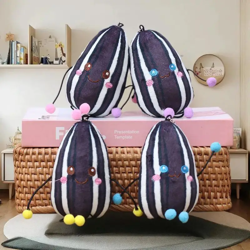 1 pacote adorável chaveiro de boneca de pelúcia de semente de melão; Acessório para decoração de bolsa feminina, chaveiro de coisas de lanche de desenho animado