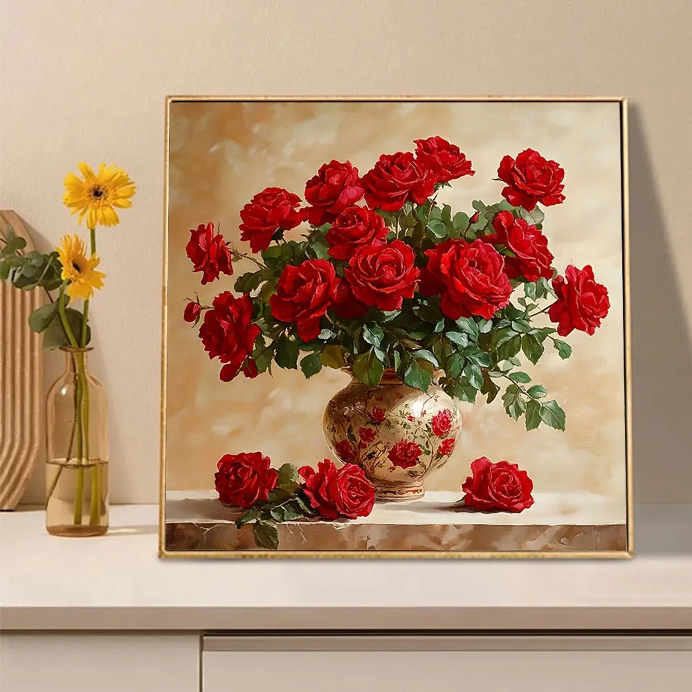 Rose Diamond Painting Full Square Round Diamond Mosaic Flower New Arrivals Handmade Gift view 2