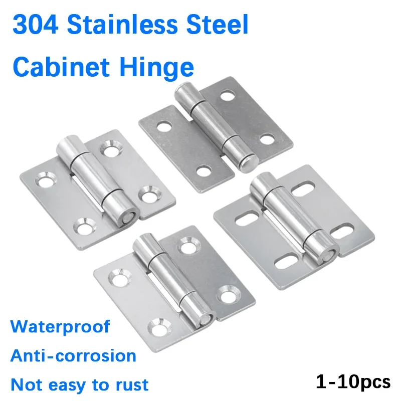 1-10pcs 304 Stainless Steel Flat Hinge 1.5 Inch Thickened Folding Industrial Hinge for Cabinet Wardrobe Door Wooden Door