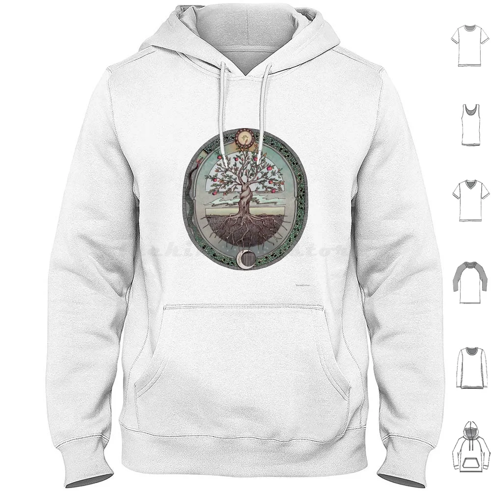 Origins Tree Of Life Hoodies Long Sleeve Oroboros Ouroboros Oroborous Origin Paradise As Above So Below Sun Moon Pagan