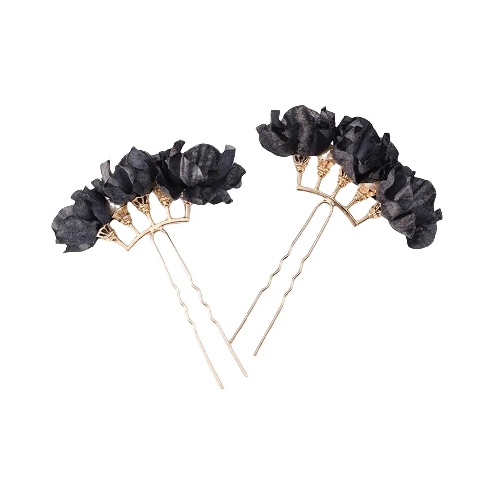 

1Pairs Chinese Style Red Flower Hairpin Super Fairy Wedding Traditional Hair Accessory Vintage Bridal Hair Ornament for Brides