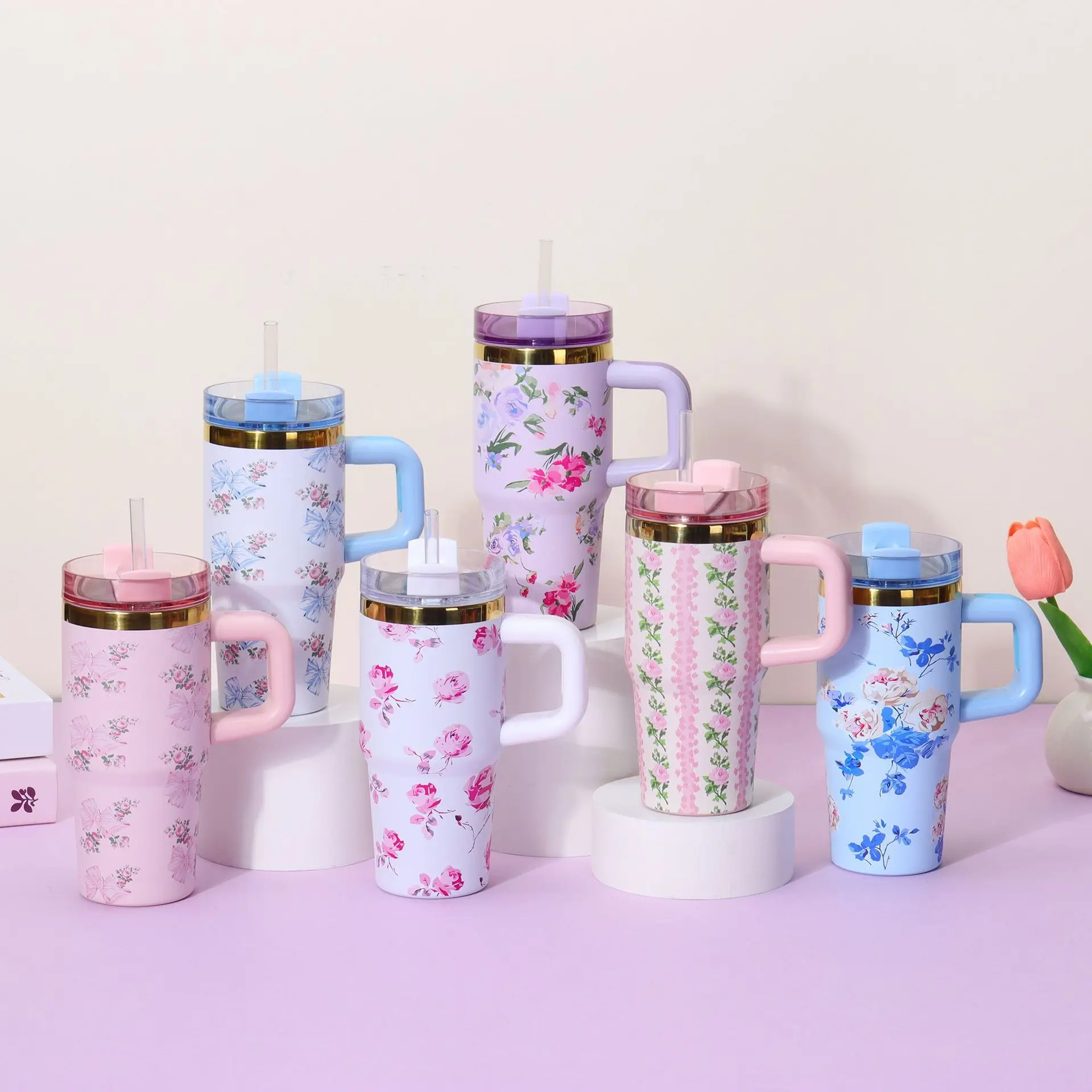 

Outdoor Travel Mug Portable Ice King Cup Thermal Insulation Cup 304 Stainless Steel Straw Car Cup With Handle Camping Picnic Gif