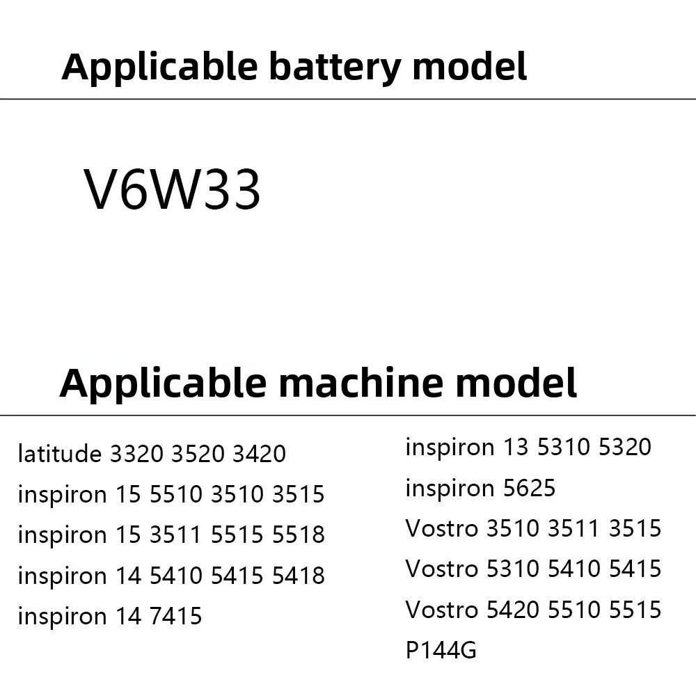 V6W33 Suitable for Dell Latitude 3320 3520 3420 V6W33 P144G laptop battery