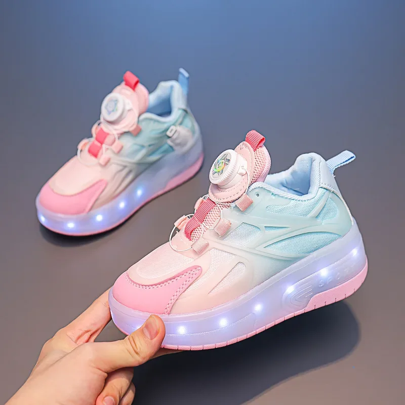 Kids Shoes Roller Skate Sneakers USB Charge Illuminated Shoes Girls Boys Casual Skateboard Shoes Casual Roller Children Trainers